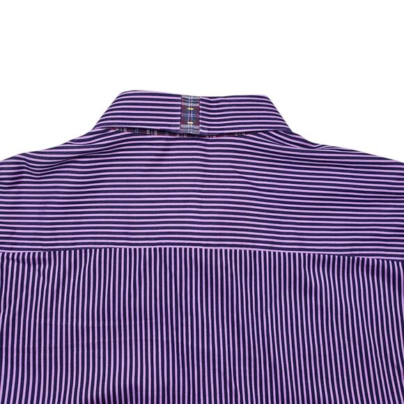 Robert Graham X Shirt Mens 2XL Purple Striped Button Up Flip Cuff Long Sleeve - Picture 12 of 12